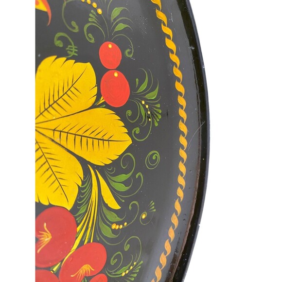VTG Beautiful Hand Painted Russian "Lipetsk Designs" Cold Food Tray Plate - Picture 4 of 8